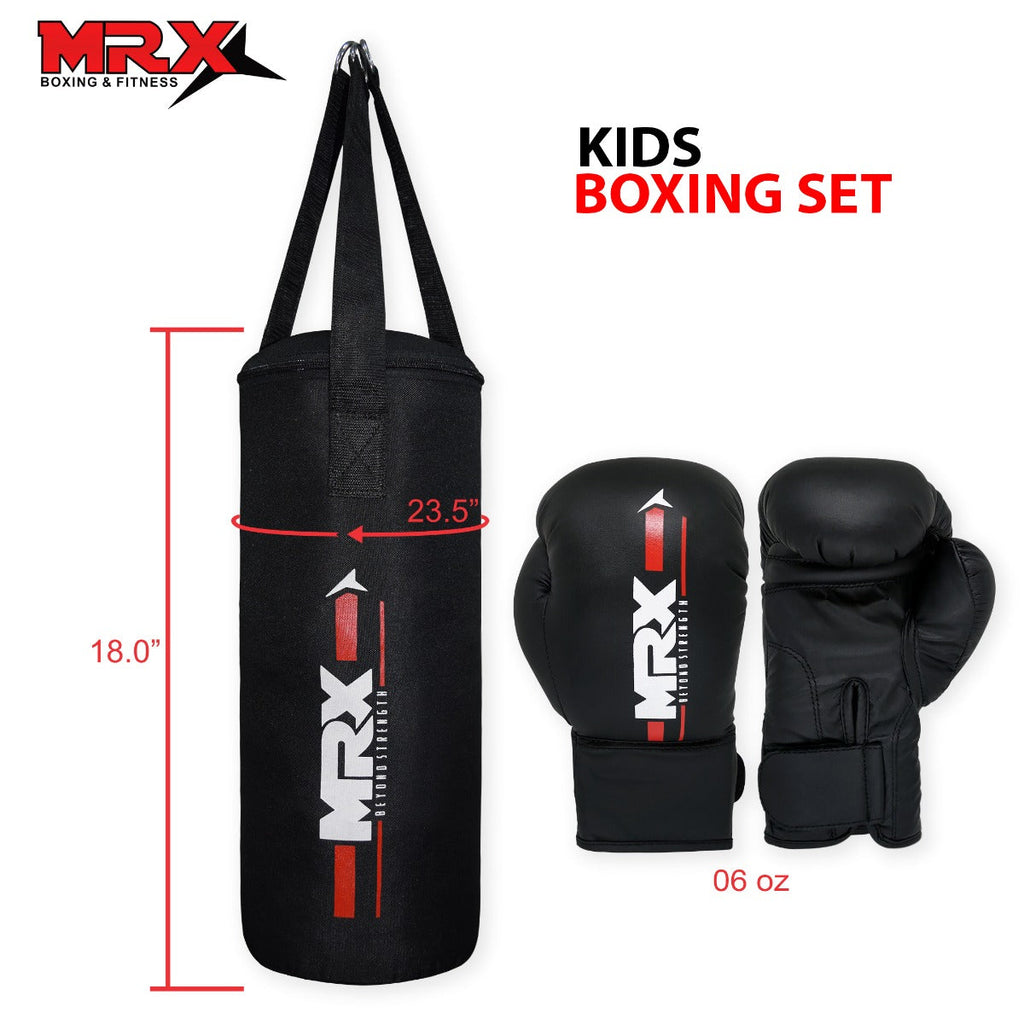 MRX Kids Boxing Gloves 6 Oz With Filled Punching Bag Boy Girls gift