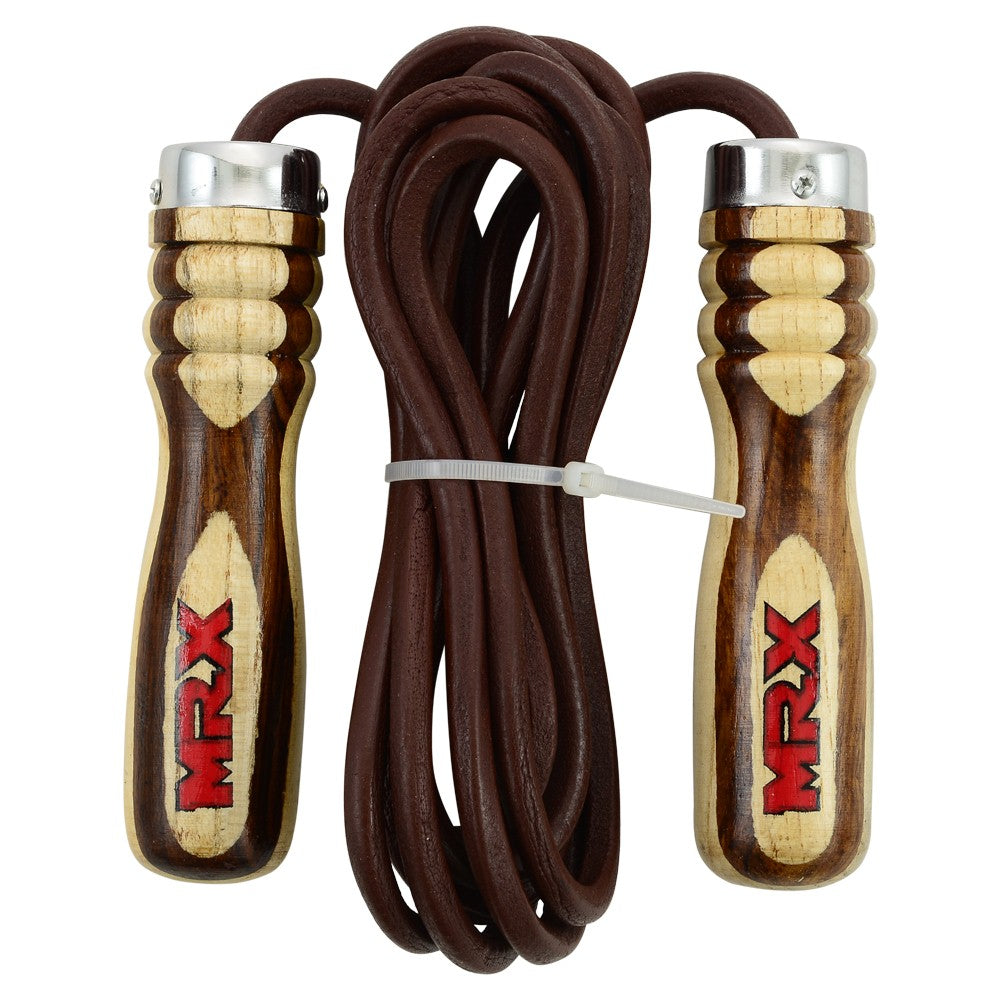 MRX Heavy Duty Leather Jump Rope Wood Handle
