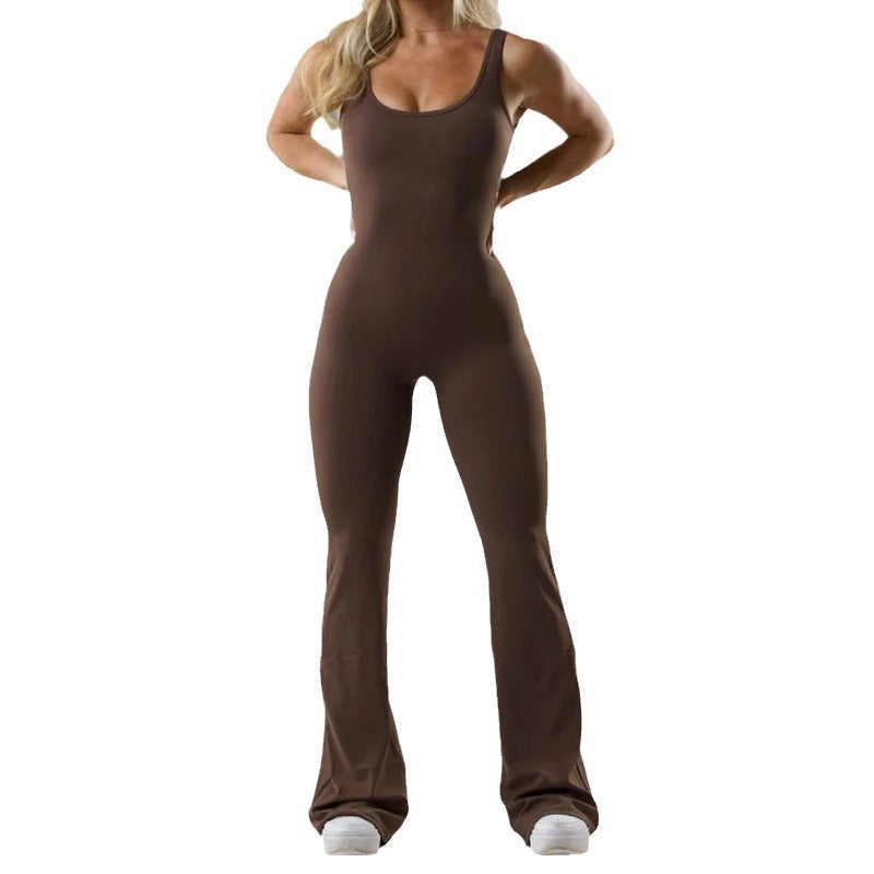 Women's Seamless Yoga Bodysuit | Hollow-Out Tight Fit with Built-In Chest Pad