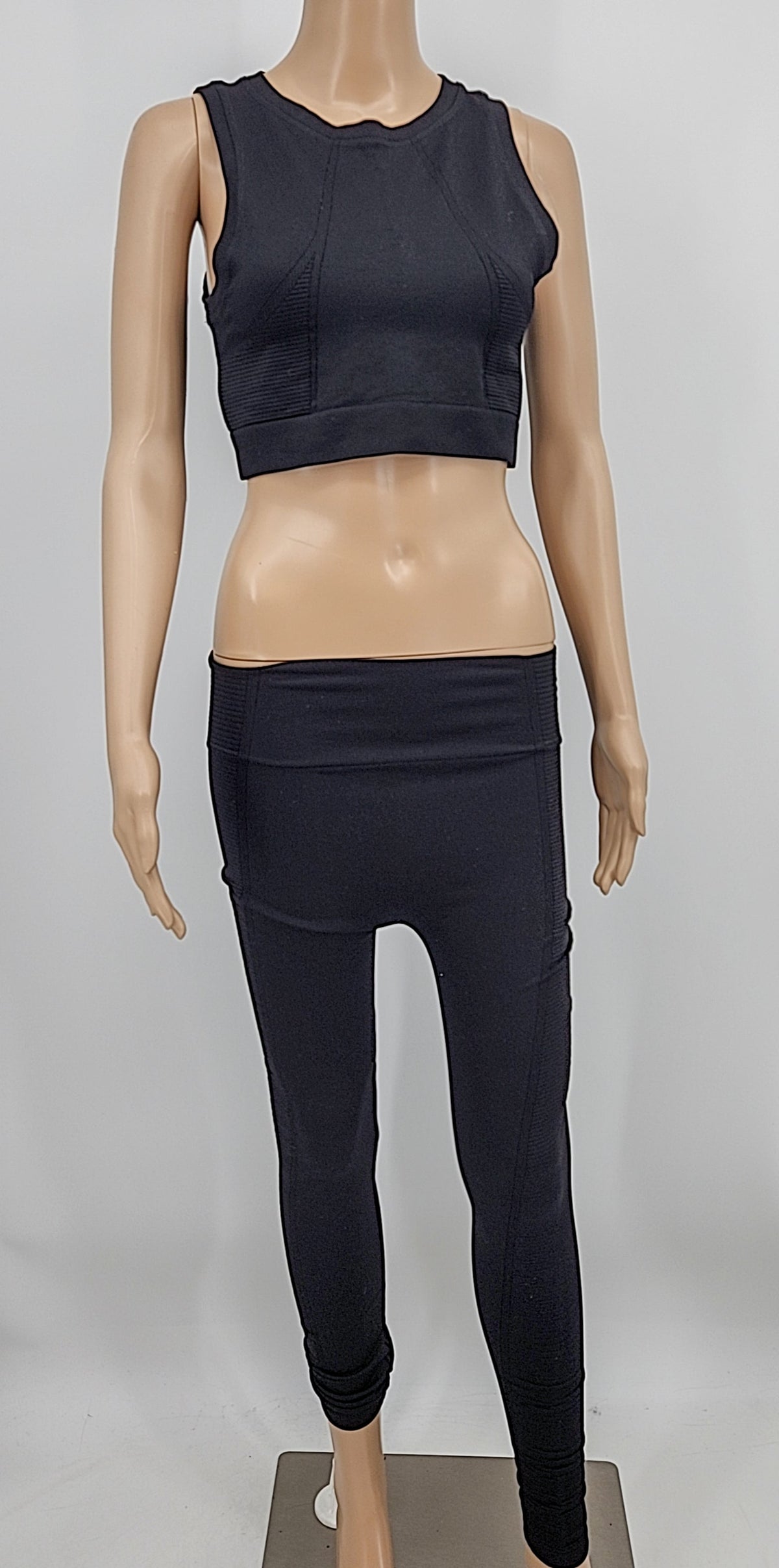 Bozzolo Juniors Workout Sets Ribbed Tank 2 Piece Seamless High Waist, Size M