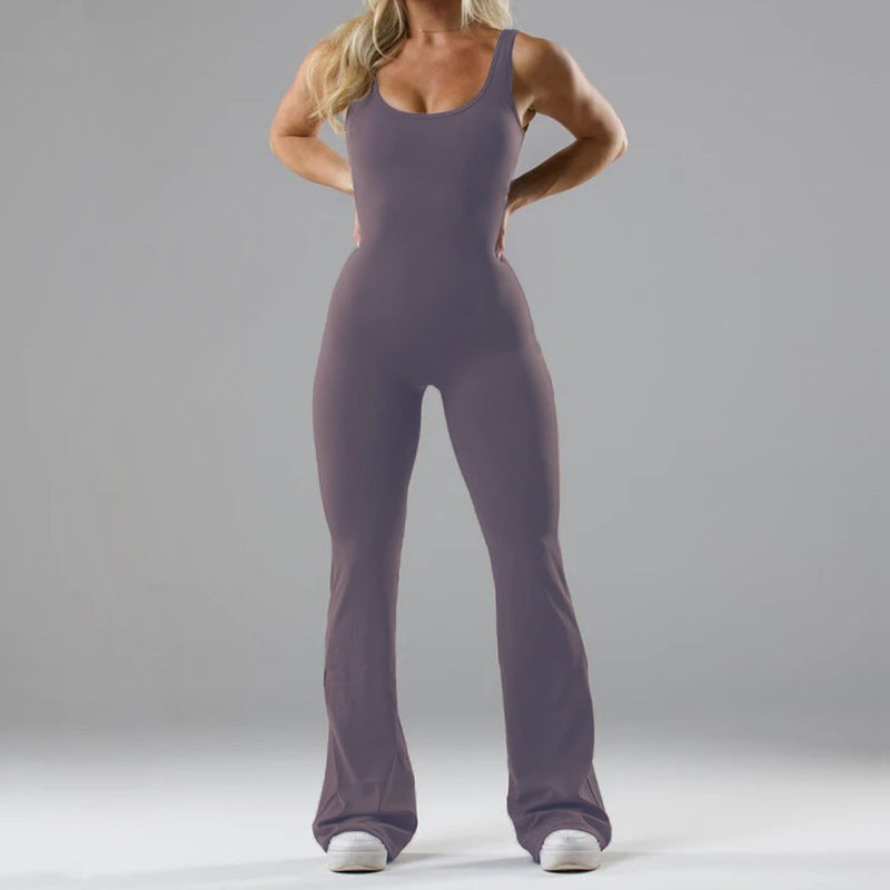 Women's Seamless Yoga Bodysuit | Hollow-Out Tight Fit with Built-In Chest Pad