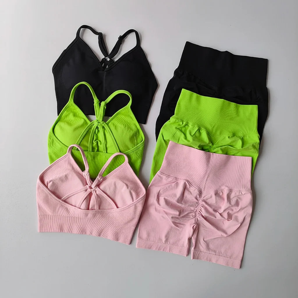 Women's V-Back Sports Bra & Shorts Set