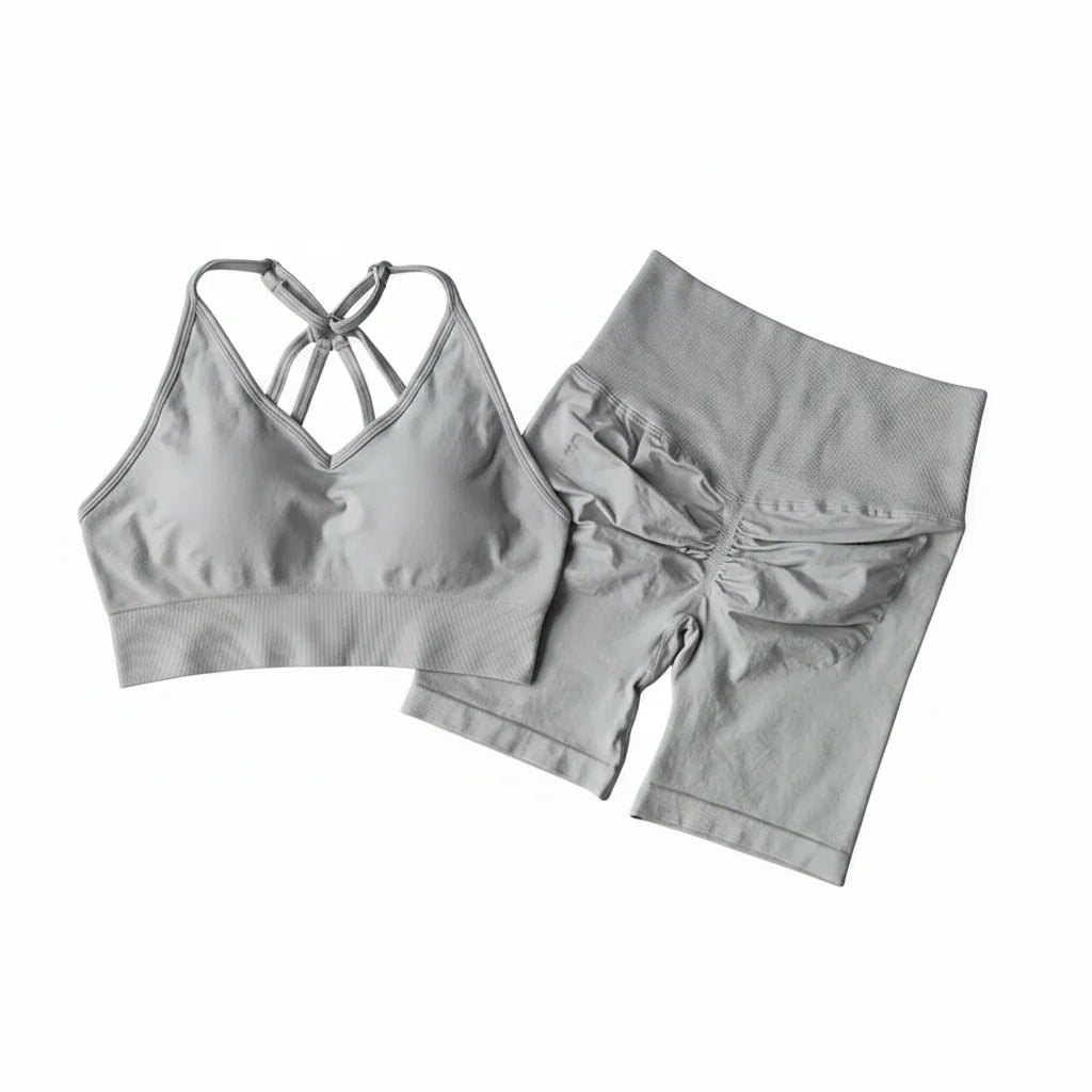 Women's V-Back Sports Bra & Shorts Set