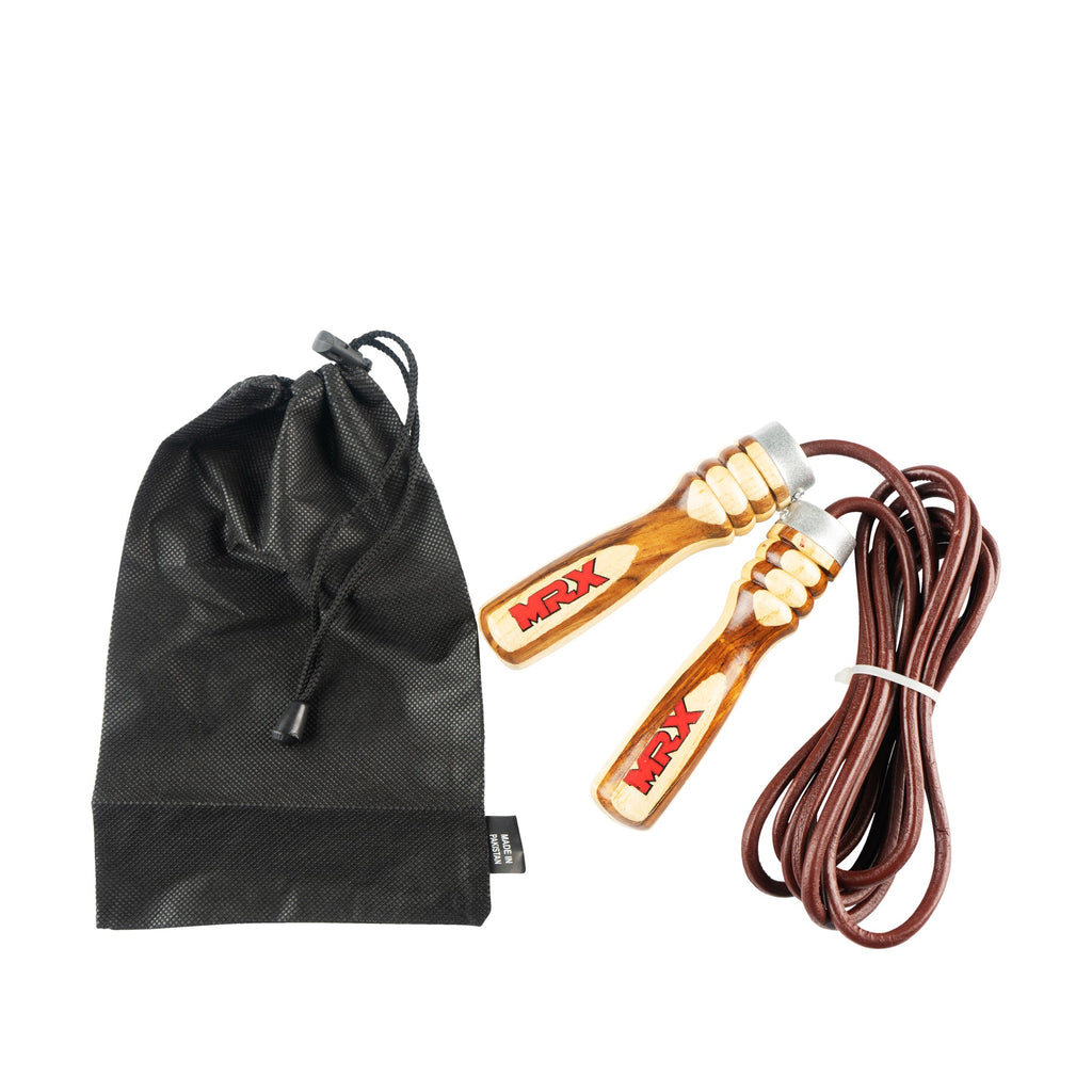 MRX Heavy Duty Leather Jump Rope Wood Handle