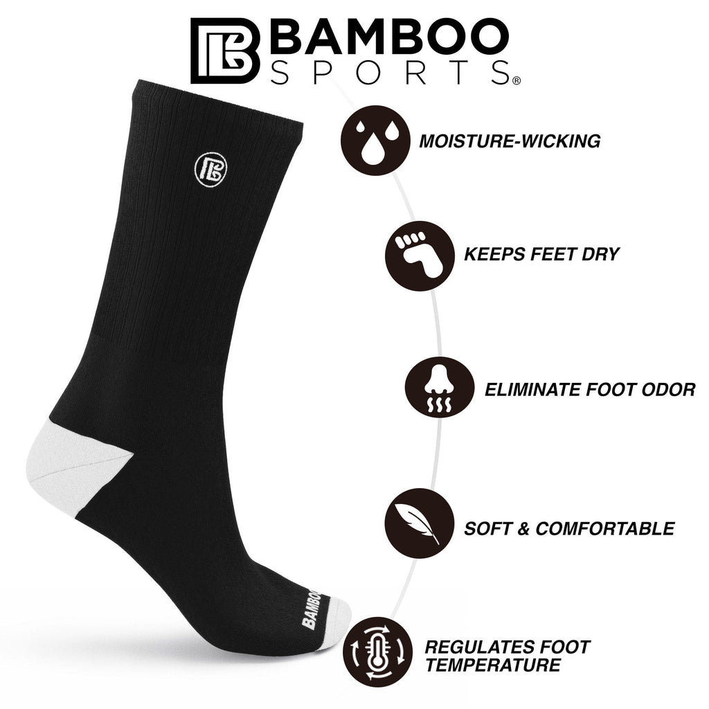 Premium Bamboo Rayon Crew Socks - 1, 3 &  6 Pair Packs Available