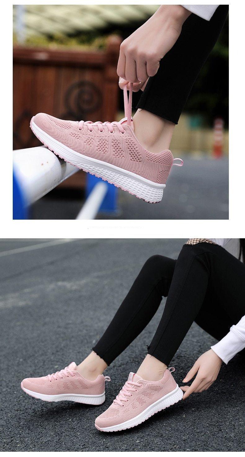 Women's Lace-Up Mesh Sneakers