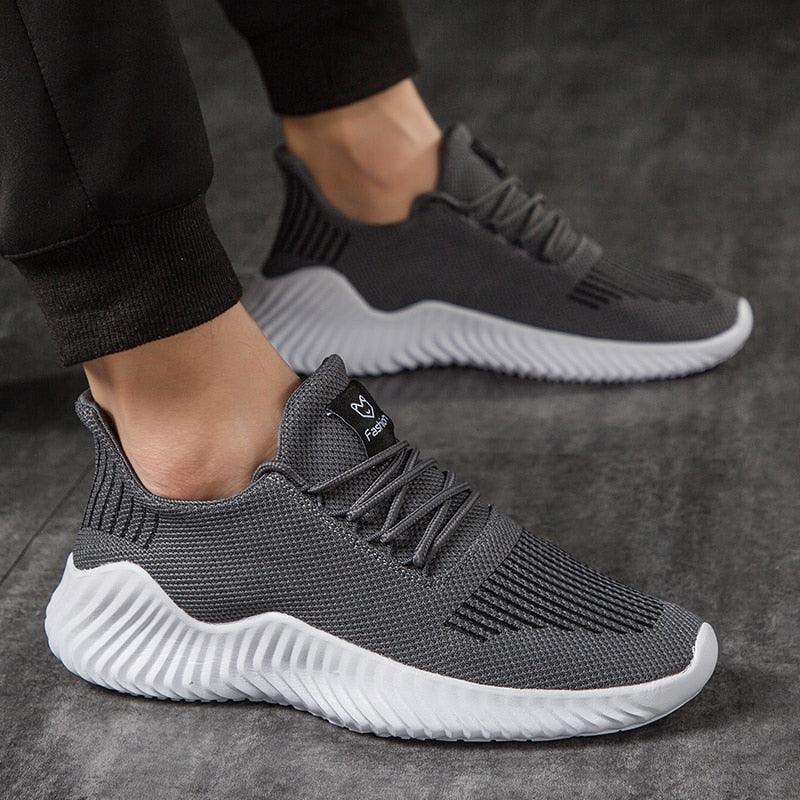 Mens Breathable White Trendy Sneakers  Casual Design  Light Walking Running Trainers Casual Breathable Mesh Men Running Shoes Walking Sneakers