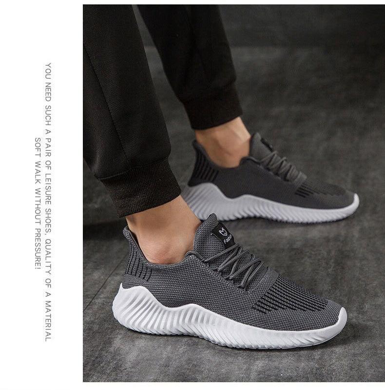 Mens Breathable White Trendy Sneakers  Casual Design  Light Walking Running Trainers Casual Breathable Mesh Men Running Shoes Walking Sneakers