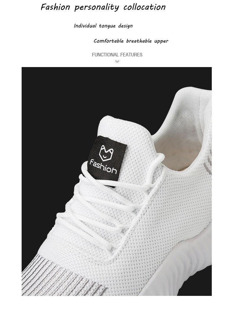 Mens Breathable White Trendy Sneakers  Casual Design  Light Walking Running Trainers Casual Breathable Mesh Men Running Shoes Walking Sneakers