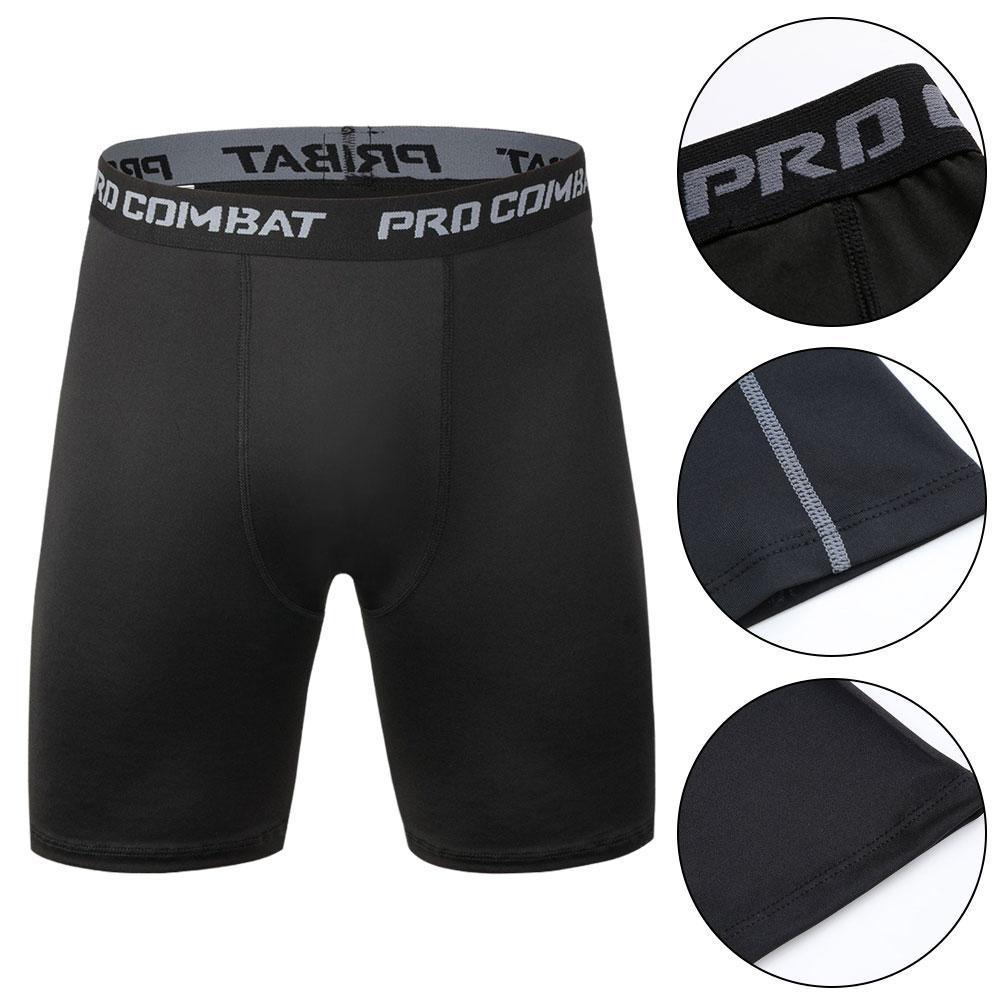 New Male Fitness Quick-Drying Tight Shorts Elastic Compression Leggings Training Pants Men Running Shorts Comfort Black Gray Mens Running Compression Pants Workout Cool Quick Dry Sports Shorts for Running Athletic Underwear