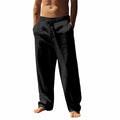 domirica Men's Casual Linen Sweatpants Drawstring Waist Black Size M