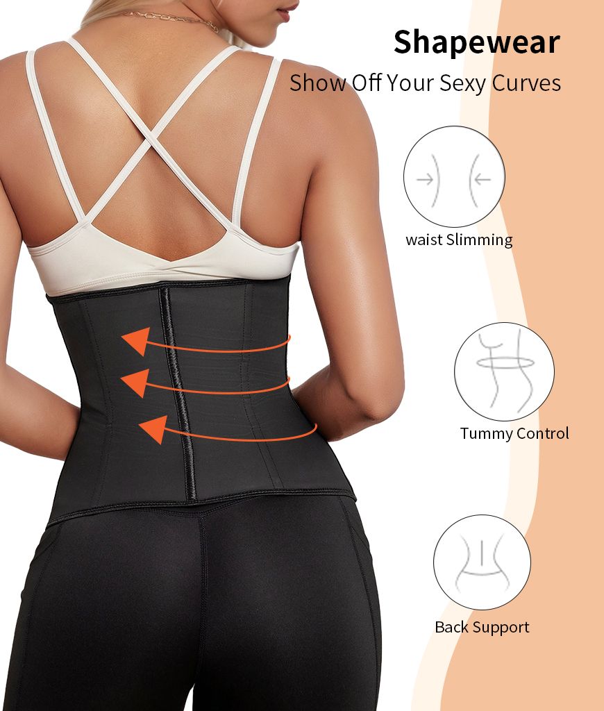 Waist Trainer for Women Latex Sport Underbust Steel Boned Corset Shapewear with Zipper Hook Shapewear Double Control Body Shaper  Workout Fajas Colombianas Moldeadoras Stomach Strapless Shapewear