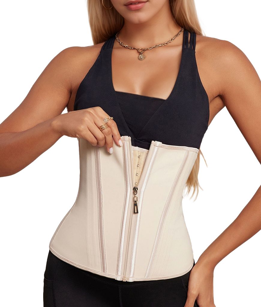 Waist Trainer for Women Latex Sport Underbust Steel Boned Corset Shapewear with Zipper Hook Shapewear Double Control Body Shaper  Workout Fajas Colombianas Moldeadoras Stomach Strapless Shapewear
